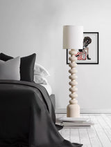 Leona Modern Textured Bubble Base Floor Lamp with White Cylindrical Drum Shade