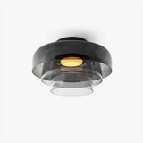 Modern Levels Layered Glass Flush Mount Ceiling Light with Integrated LED Multi Tier Design