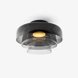 Modern Levels Layered Glass Flush Mount Ceiling Light with Integrated LED Multi Tier Design
