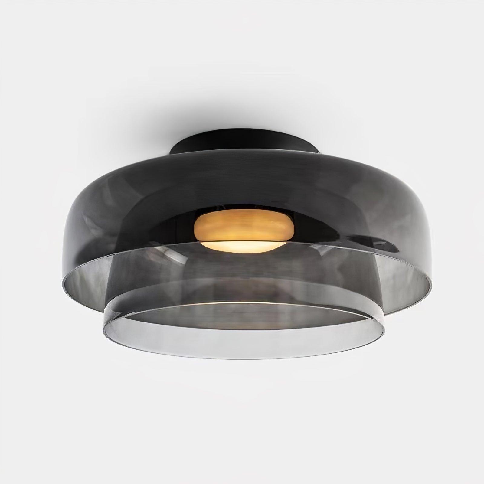 Modern Levels Layered Glass Flush Mount Ceiling Light with Integrated LED Multi Tier Design