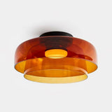 Modern Levels Layered Glass Flush Mount Ceiling Light with Integrated LED Multi Tier Design