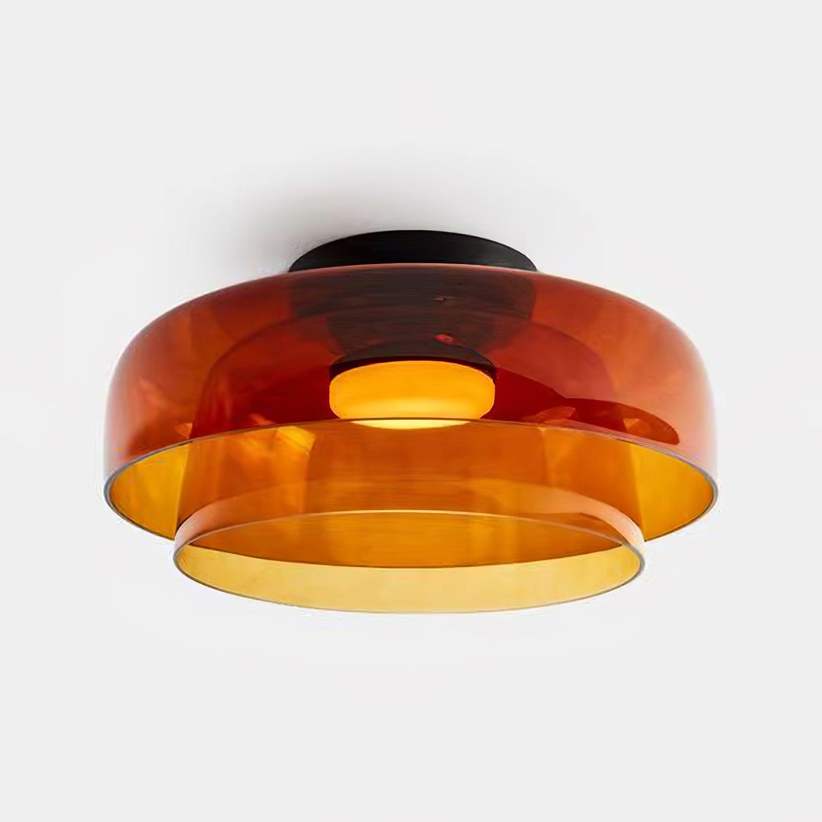Modern Levels Layered Glass Flush Mount Ceiling Light with Integrated LED Multi Tier Design