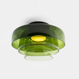 Modern Levels Layered Glass Flush Mount Ceiling Light with Integrated LED Multi Tier Design