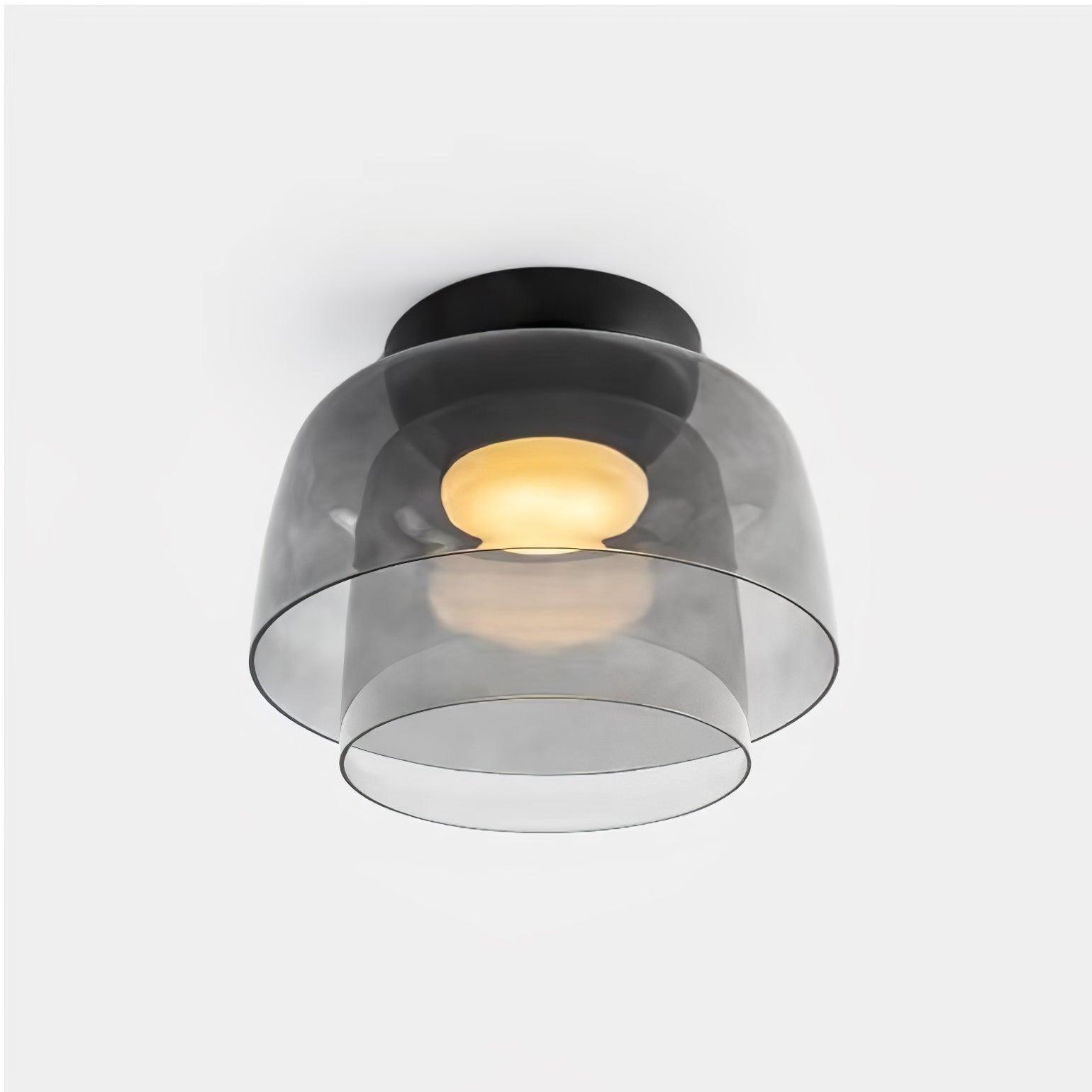 Modern Levels Layered Glass Flush Mount Ceiling Light with Integrated LED Multi Tier Design