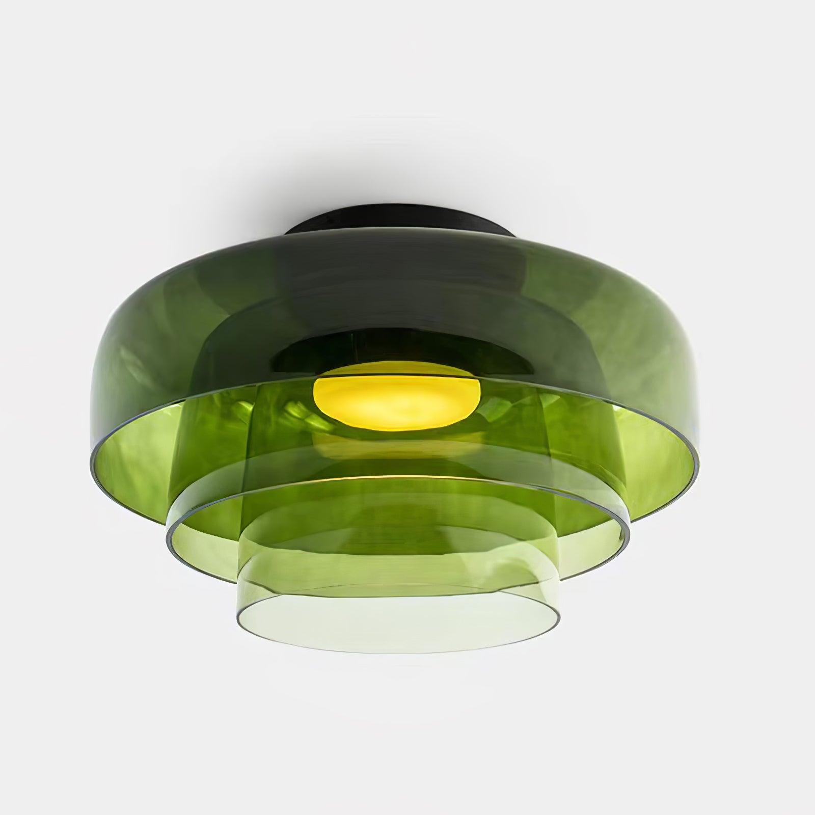 Modern Levels Layered Glass Flush Mount Ceiling Light with Integrated LED Multi Tier Design