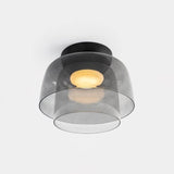 Modern Levels Layered Glass Flush Mount Ceiling Light with Integrated LED Multi Tier Design