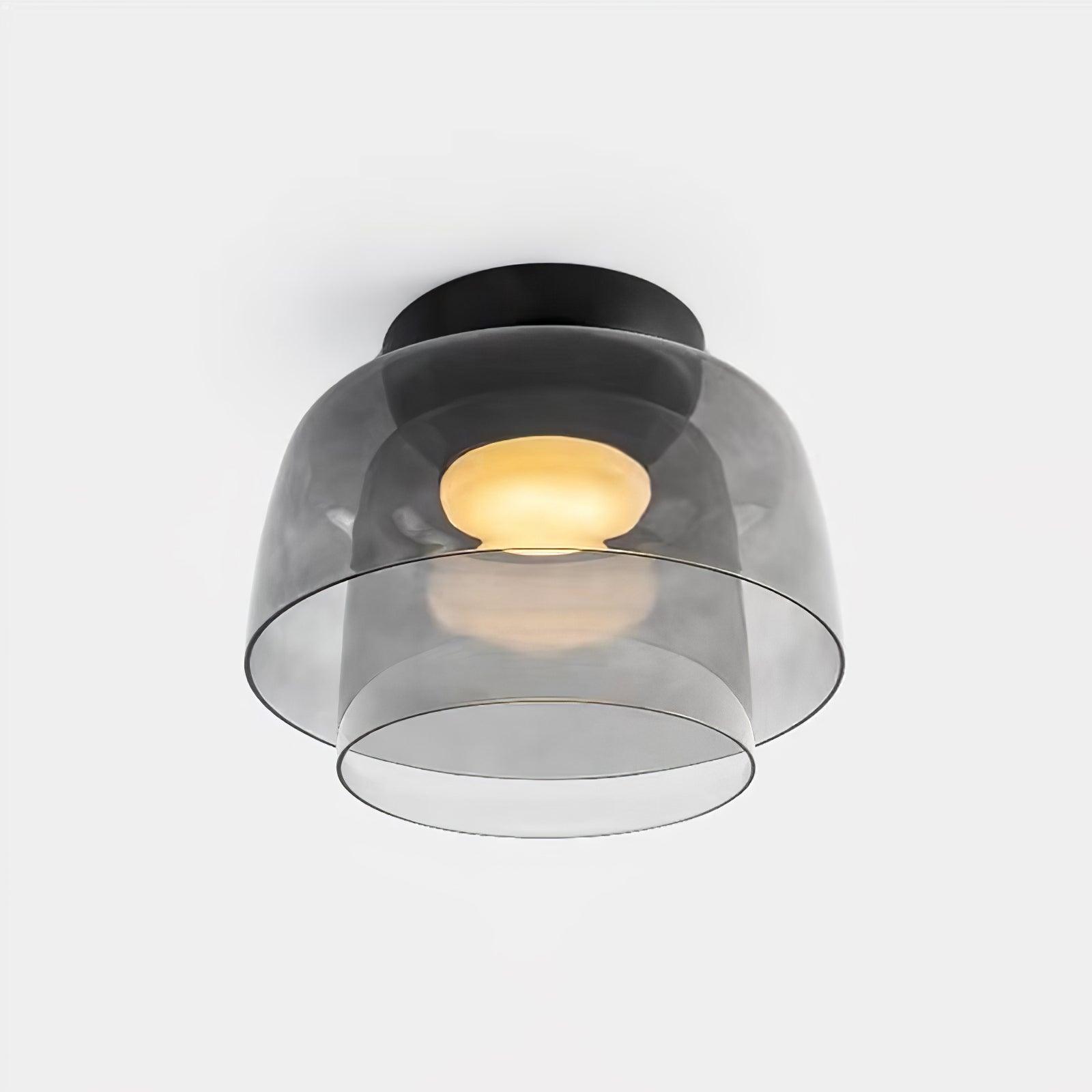 Modern Levels Layered Glass Flush Mount Ceiling Light with Integrated LED Multi Tier Design