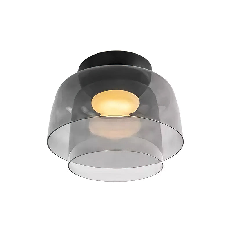 Modern Levels Layered Glass Flush Mount Ceiling Light with Integrated LED Multi Tier Design