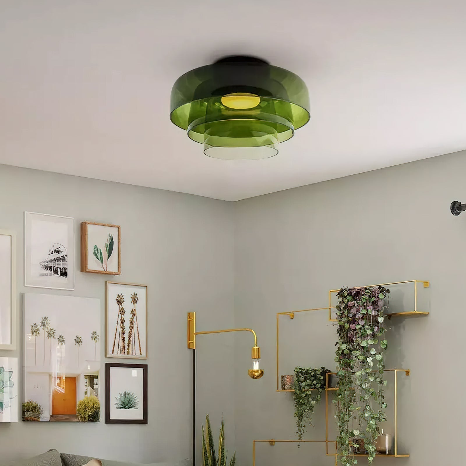 Modern Levels Layered Glass Flush Mount Ceiling Light with Integrated LED Multi Tier Design
