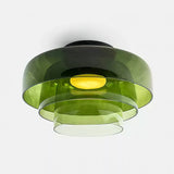 Modern Levels Layered Glass Flush Mount Ceiling Light with Integrated LED Multi Tier Design