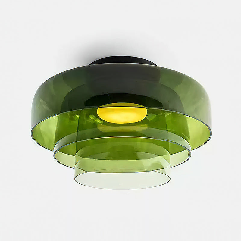 Modern Levels Layered Glass Flush Mount Ceiling Light with Integrated LED Multi Tier Design