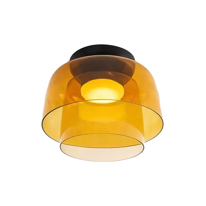 Modern Levels Layered Glass Flush Mount Ceiling Light with Integrated LED Multi Tier Design