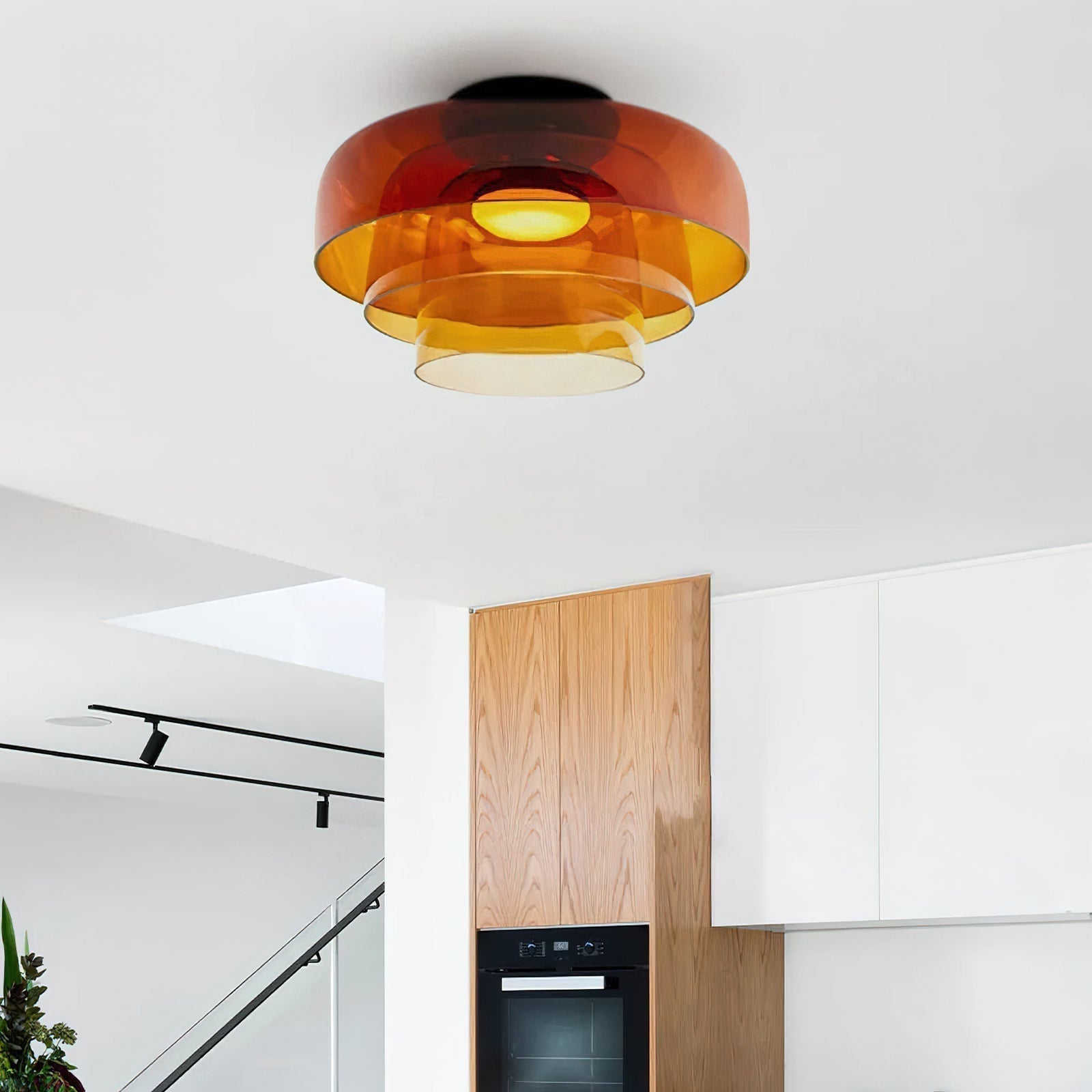 Modern Levels Layered Glass Flush Mount Ceiling Light with Integrated LED Multi Tier Design