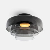 Modern Levels Layered Glass Flush Mount Ceiling Light with Integrated LED Multi Tier Design