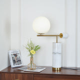 Lexi Contemporary Gold Marble Table Lamp with White Globe Glass Shade