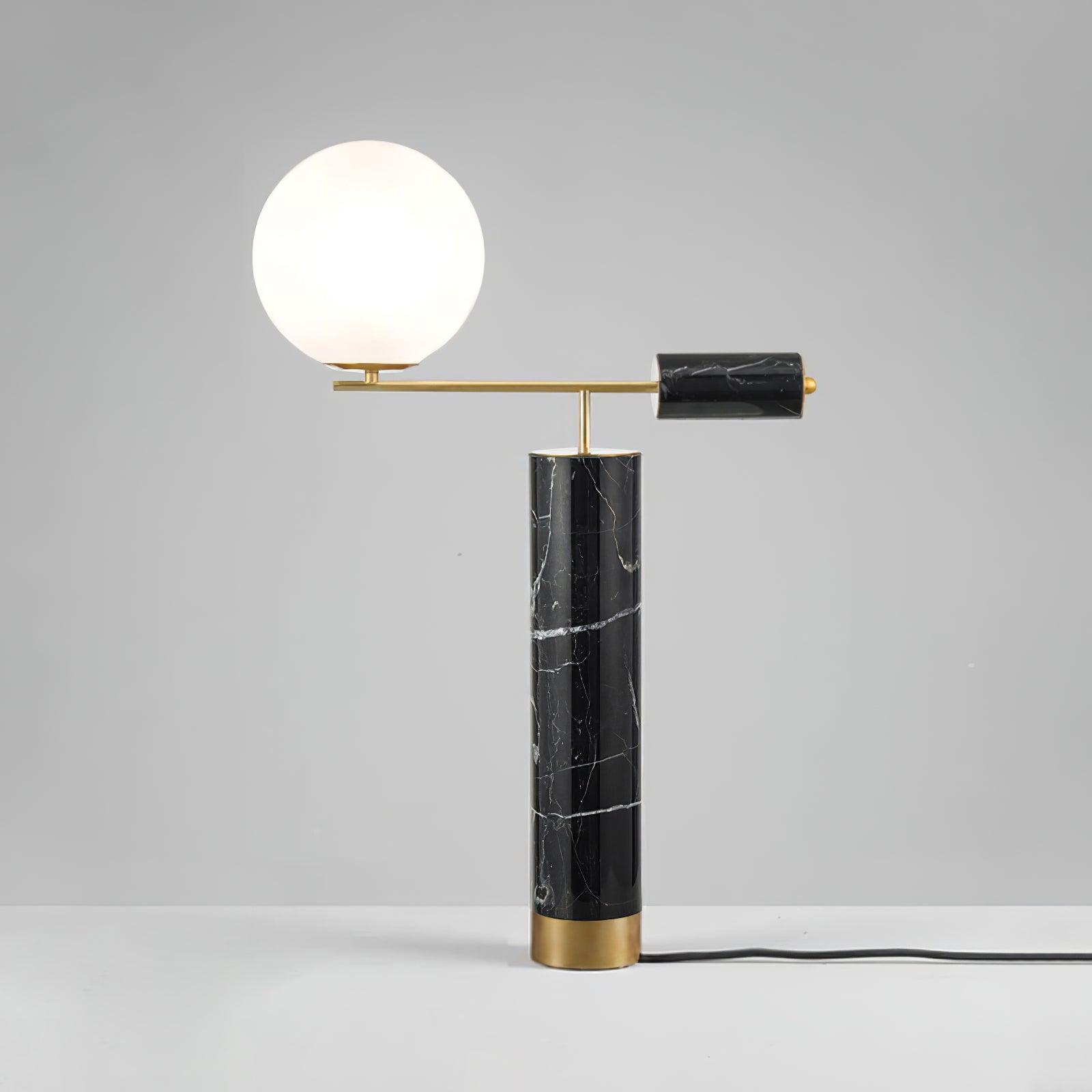 Lexi Contemporary Gold Marble Table Lamp with White Globe Glass Shade