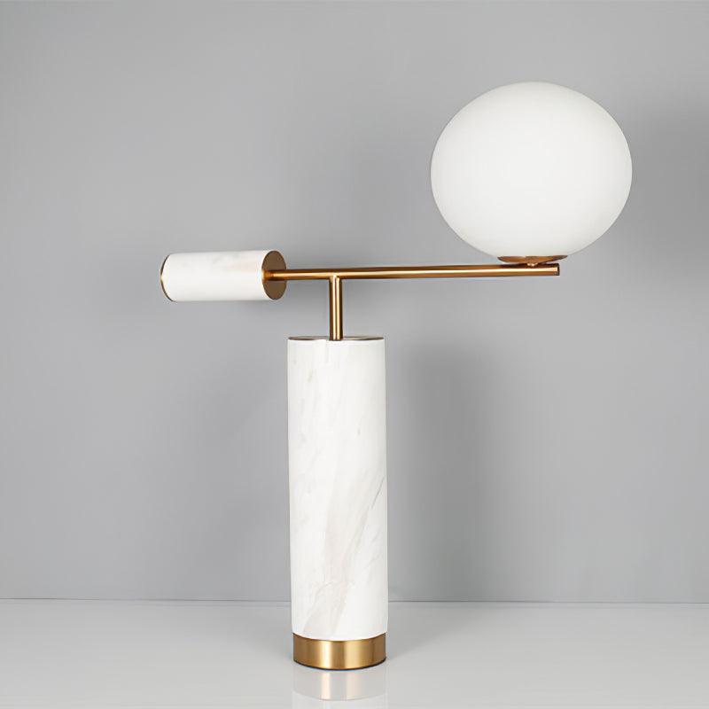 Lexi Contemporary Gold Marble Table Lamp with White Globe Glass Shade
