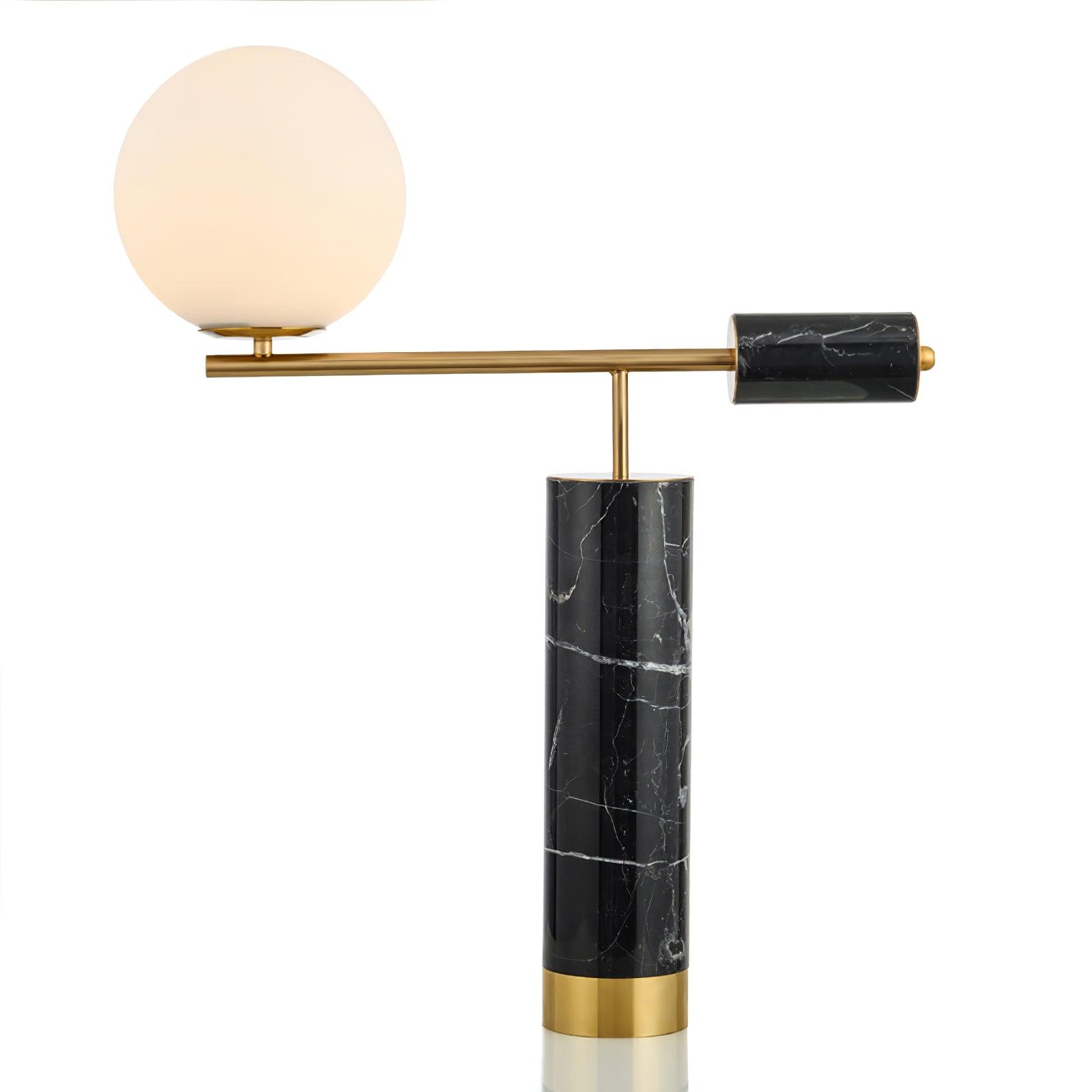 Lexi Contemporary Gold Marble Table Lamp with White Globe Glass Shade