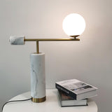 Lexi Contemporary Gold Marble Table Lamp with White Globe Glass Shade