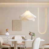 white-pleated-fabric-plug-in-pendant-light-gold-hardware-elegant-floral-hanging-lamp