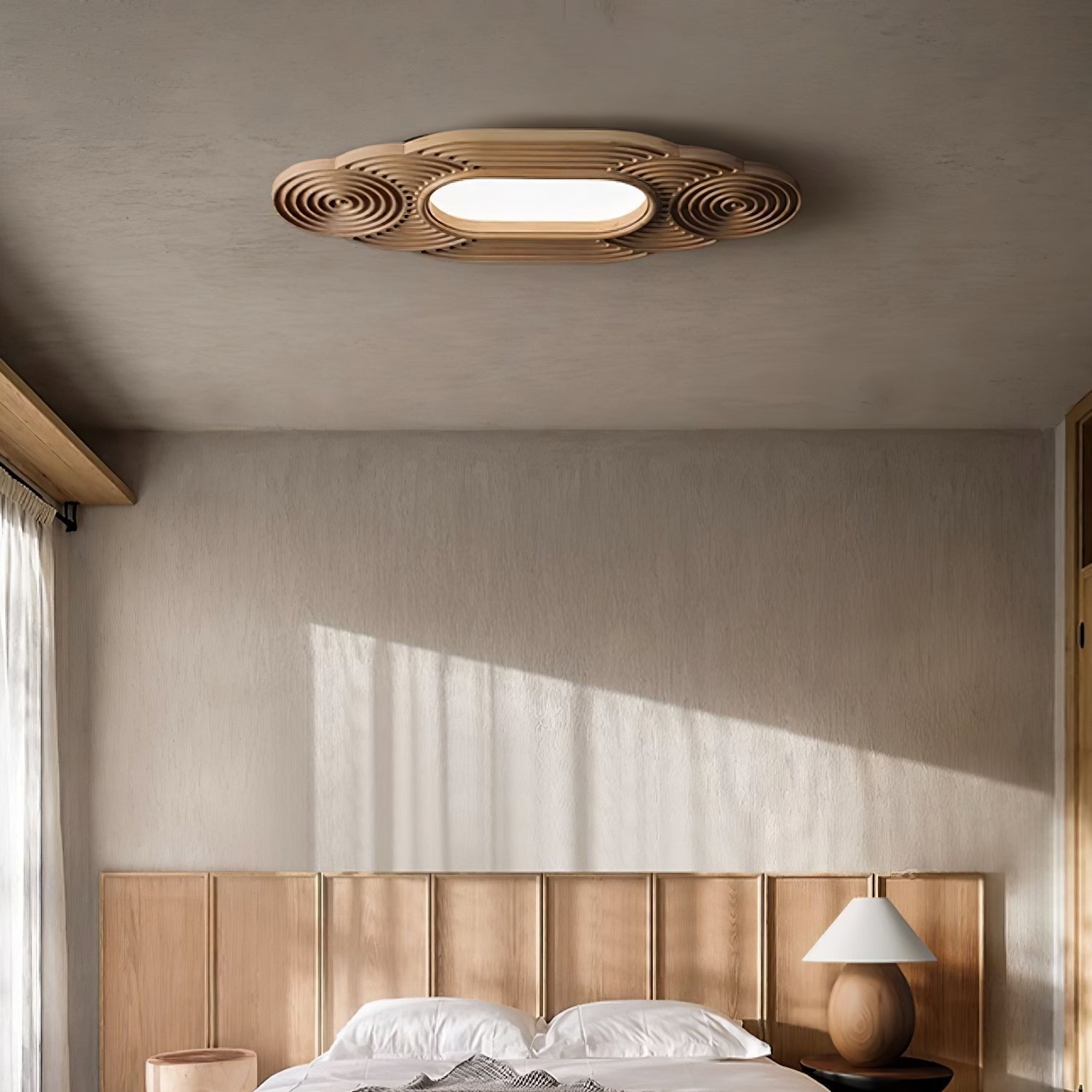 Modern Organic Wood LED Ceiling Lamp Minimalist Flush Mount Fixture
