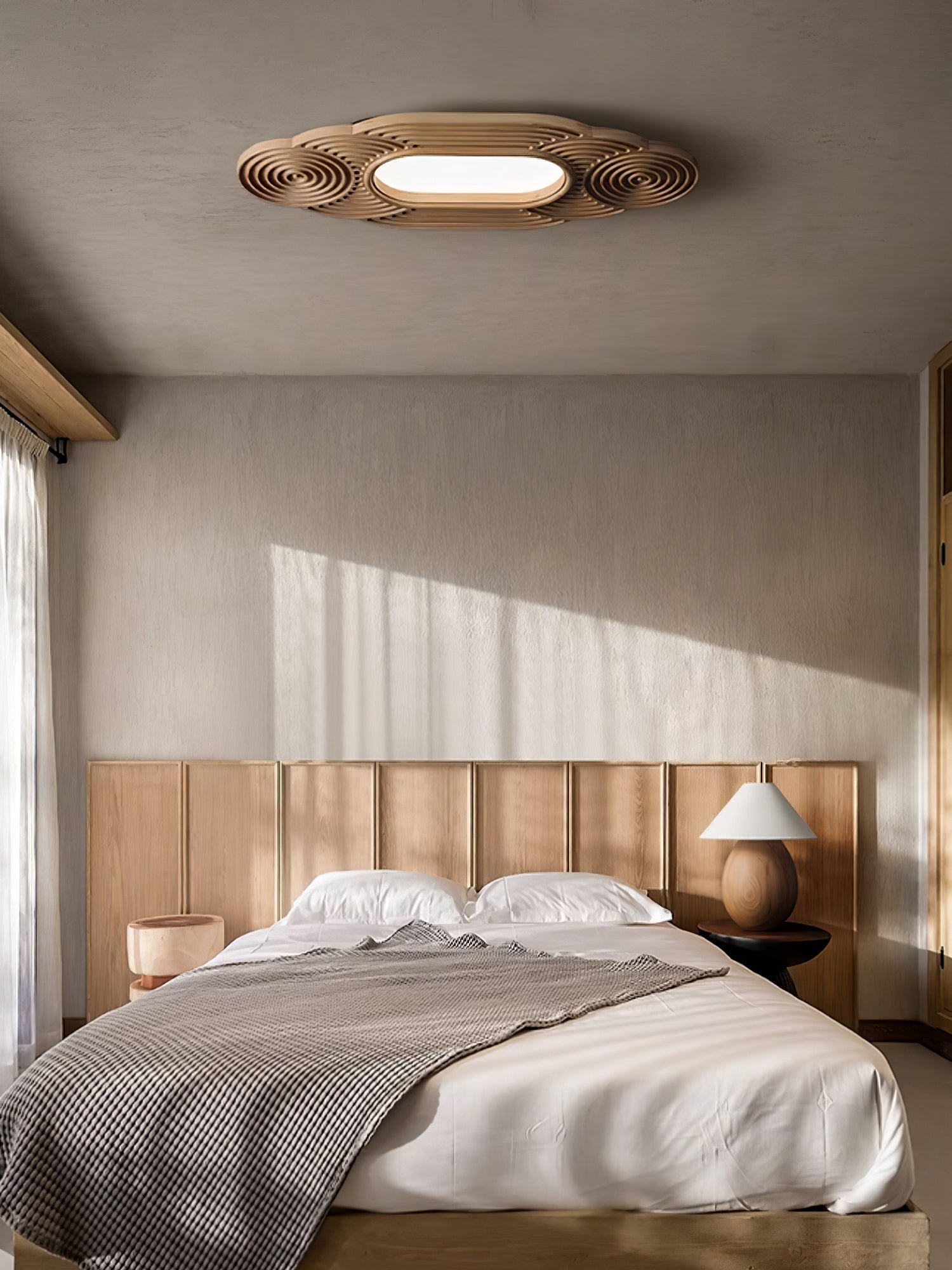 Modern Organic Wood LED Ceiling Lamp Minimalist Flush Mount Fixture