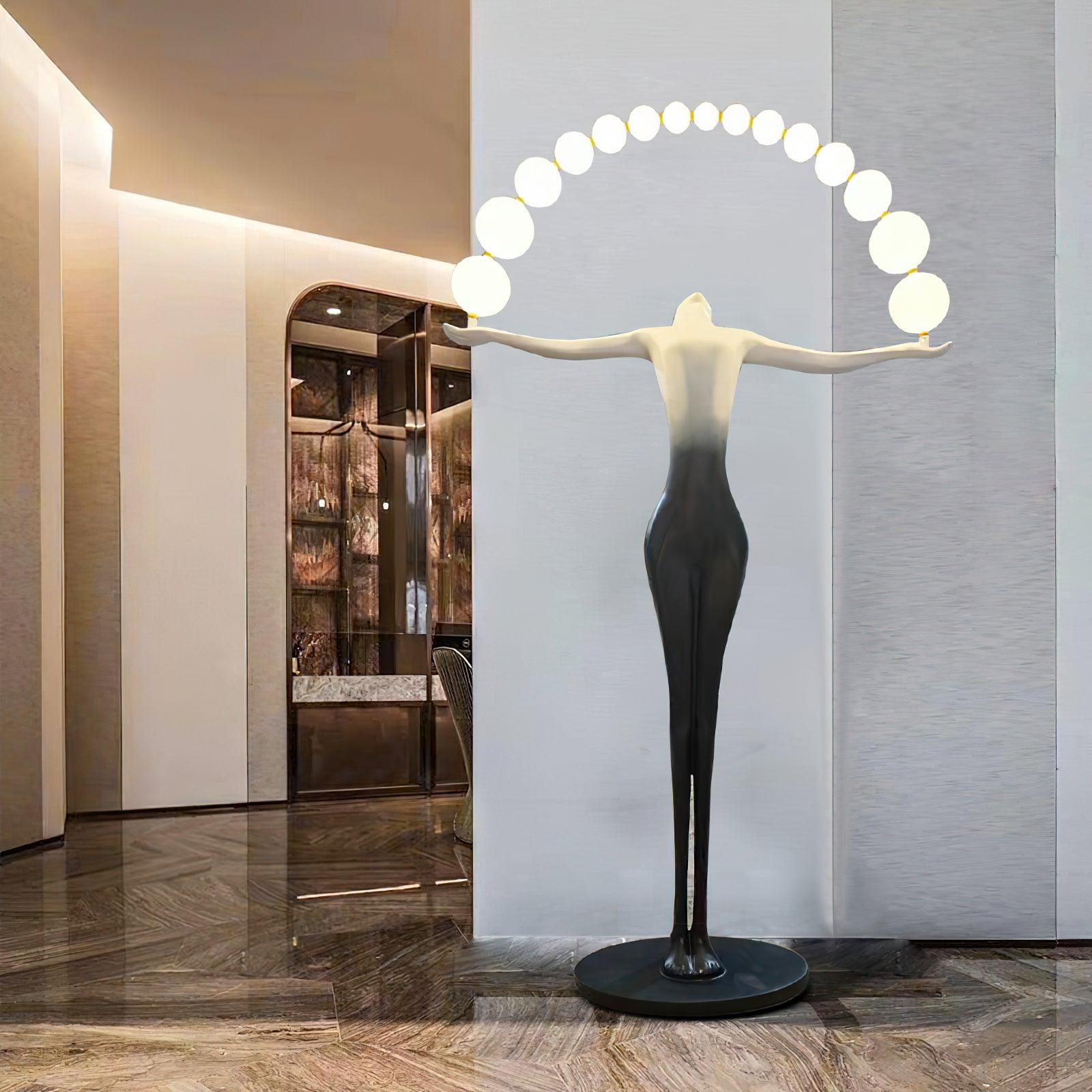 Modern Sculptural Statue of Liberty Floor Lamp with LED Arc Lighting for Living Room