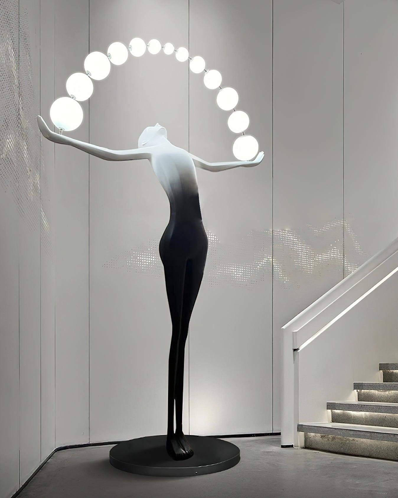 Modern Sculptural Statue of Liberty Floor Lamp with LED Arc Lighting for Living Room