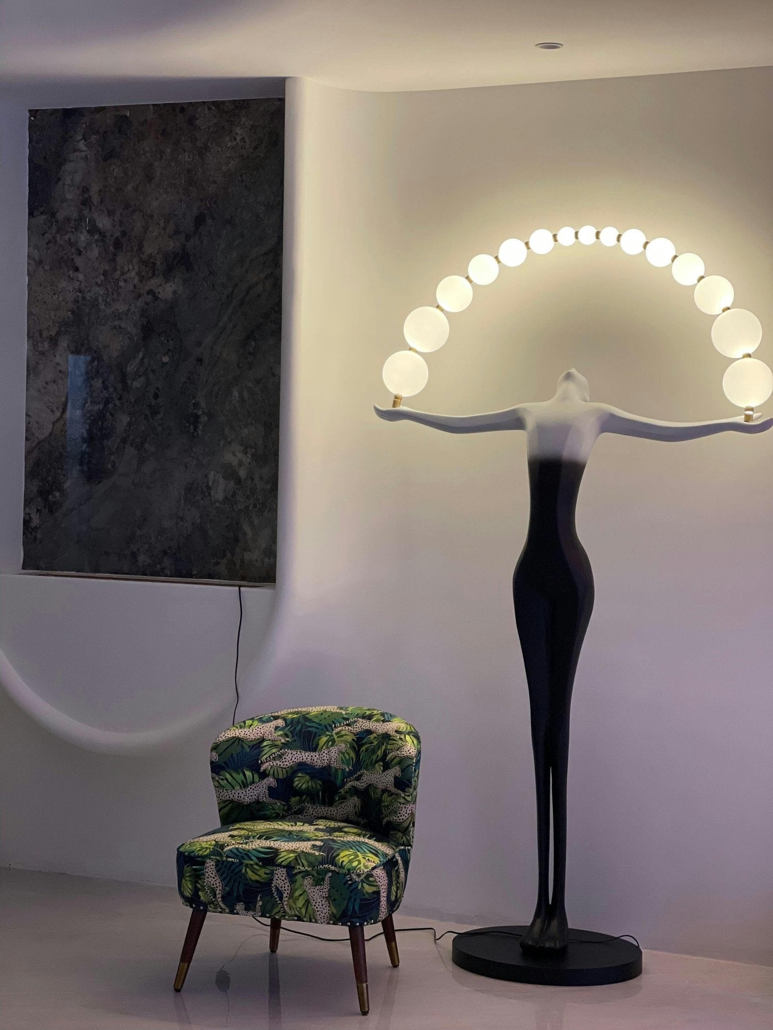 Modern Sculptural Statue of Liberty Floor Lamp with LED Arc Lighting for Living Room