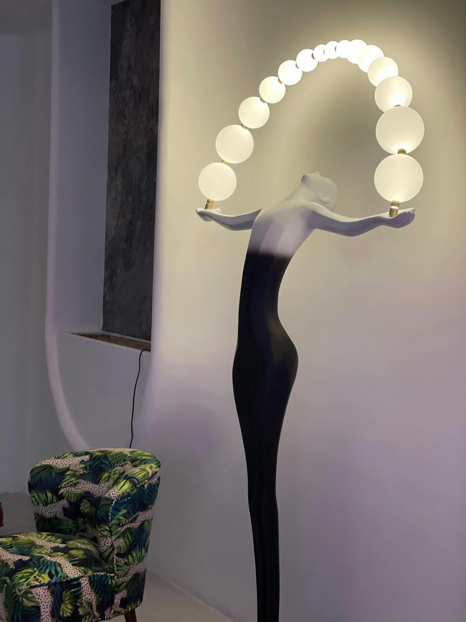 Modern Sculptural Statue of Liberty Floor Lamp with LED Arc Lighting for Living Room