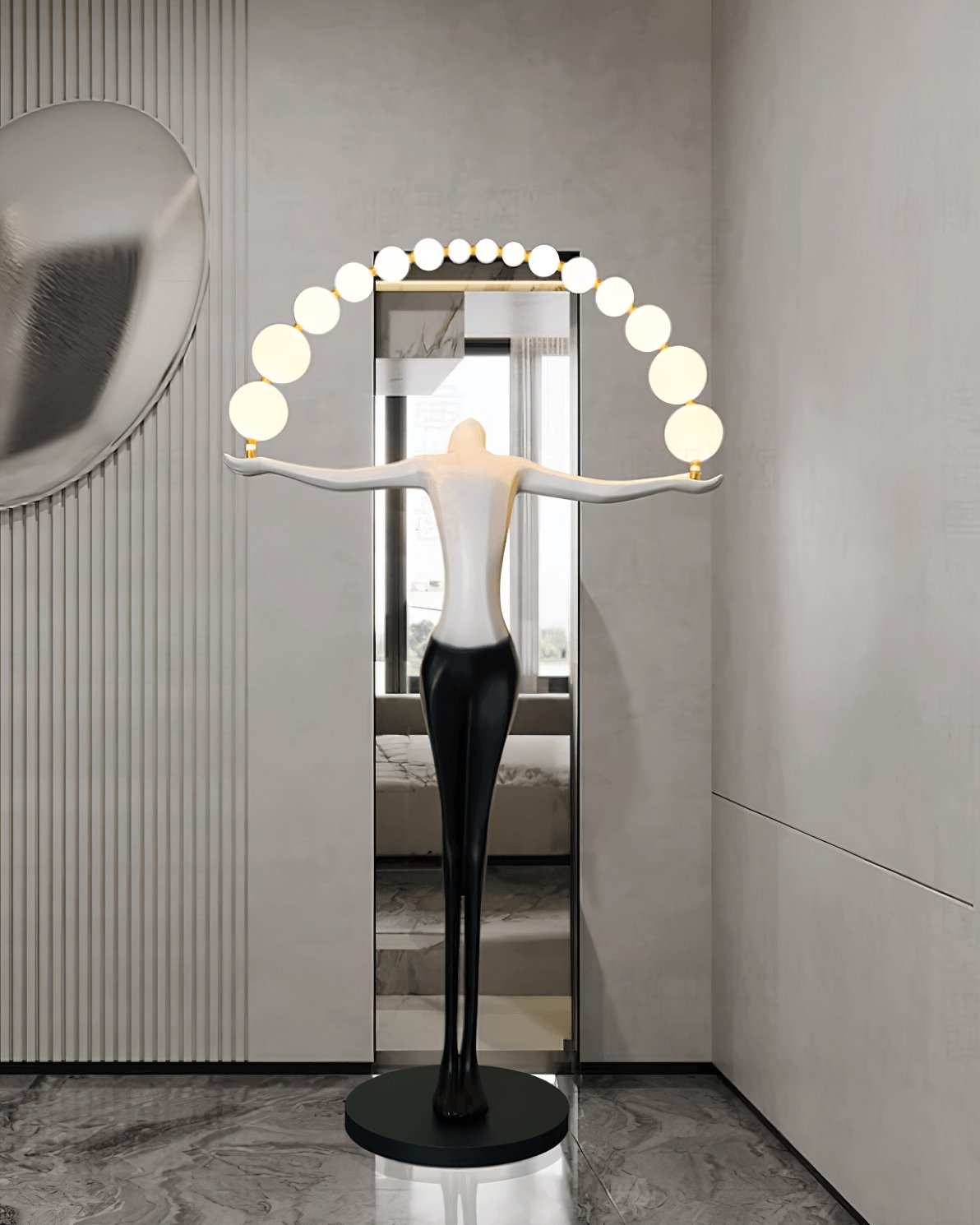 Modern Sculptural Statue of Liberty Floor Lamp with LED Arc Lighting for Living Room