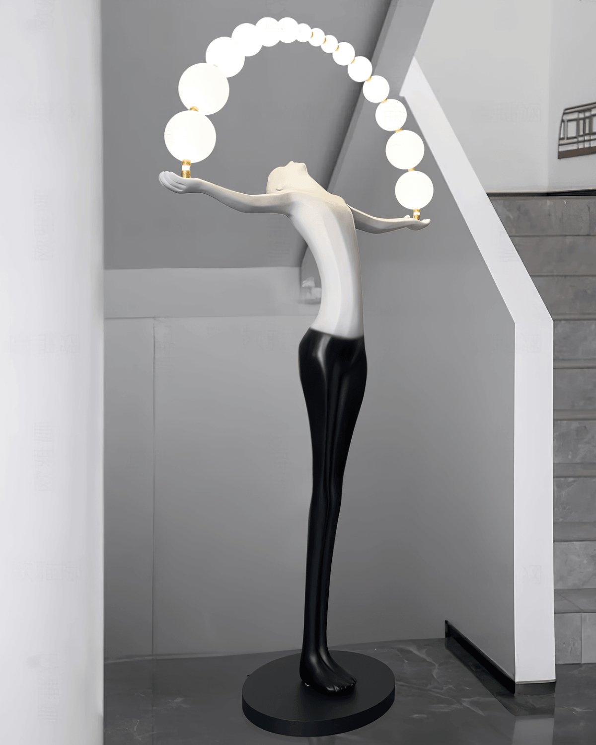 Modern Sculptural Statue of Liberty Floor Lamp with LED Arc Lighting for Living Room