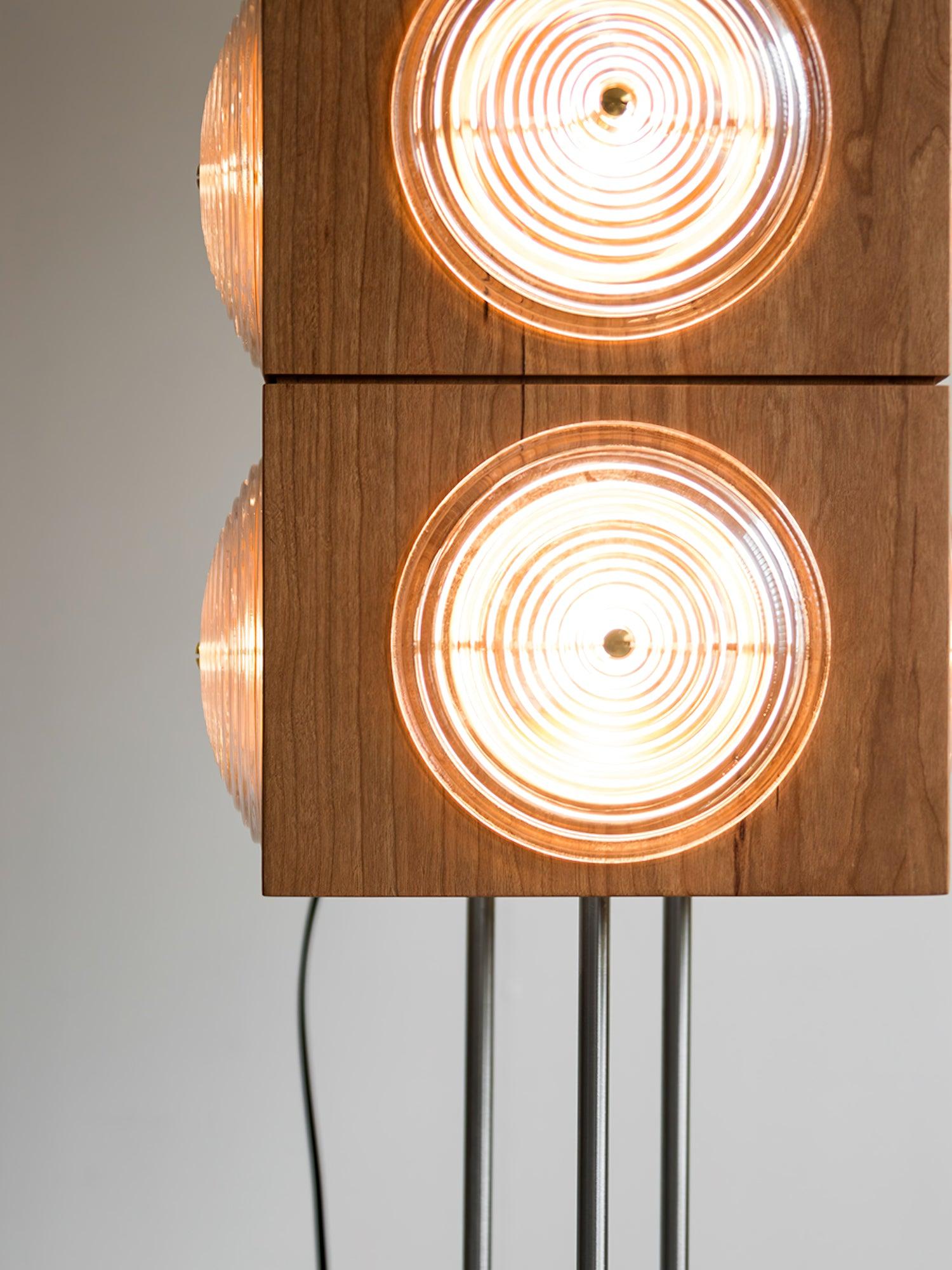 Vintage Photography Inspired Cherry Wood and Glass Cinematic Lightbox Floor Lamp