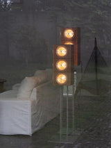 Vintage Photography Inspired Cherry Wood and Glass Cinematic Lightbox Floor Lamp