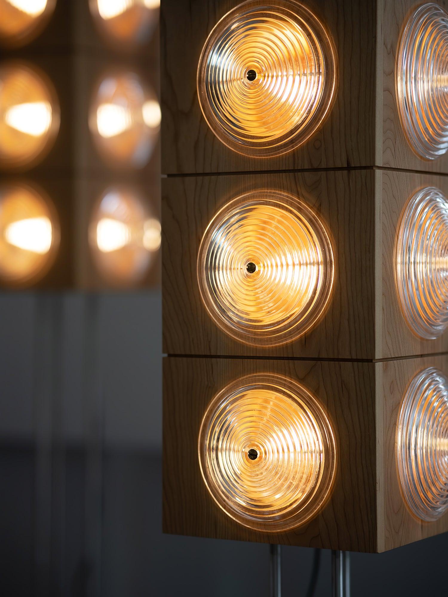 Vintage Photography Inspired Cherry Wood and Glass Cinematic Lightbox Floor Lamp