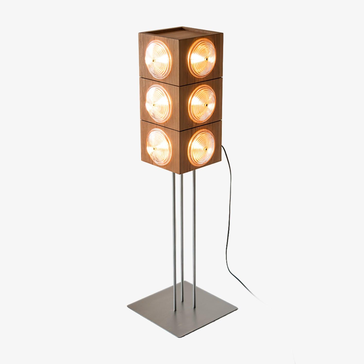 Vintage Photography Inspired Cherry Wood and Glass Cinematic Lightbox Floor Lamp