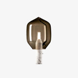 Modern Smoked Glass Lighthouse Table Lamp with Natural Marble Base and G9 LED Socket