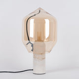 Modern Smoked Glass Lighthouse Table Lamp with Natural Marble Base and G9 LED Socket