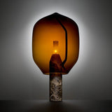 Modern Smoked Glass Lighthouse Table Lamp with Natural Marble Base and G9 LED Socket