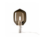 Modern Smoked Glass Lighthouse Table Lamp with Natural Marble Base and G9 LED Socket
