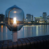 Modern Smoked Glass Lighthouse Table Lamp with Natural Marble Base and G9 LED Socket