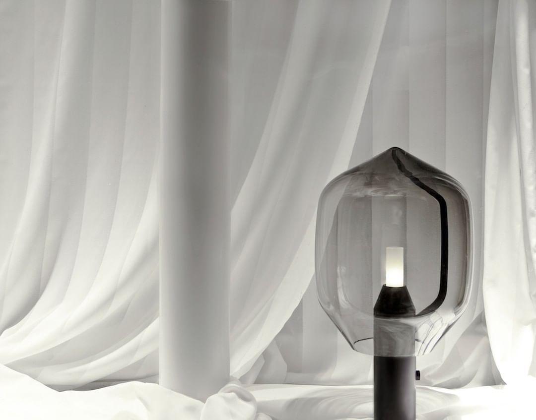 Modern Smoked Glass Lighthouse Table Lamp with Natural Marble Base and G9 LED Socket