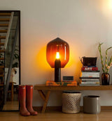 Modern Smoked Glass Lighthouse Table Lamp with Natural Marble Base and G9 LED Socket