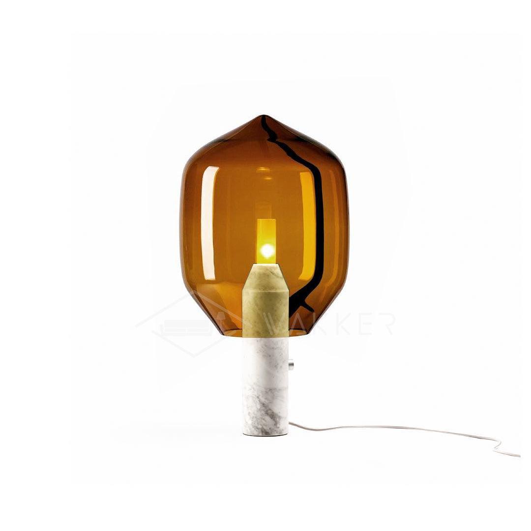 Modern Smoked Glass Lighthouse Table Lamp with Natural Marble Base and G9 LED Socket