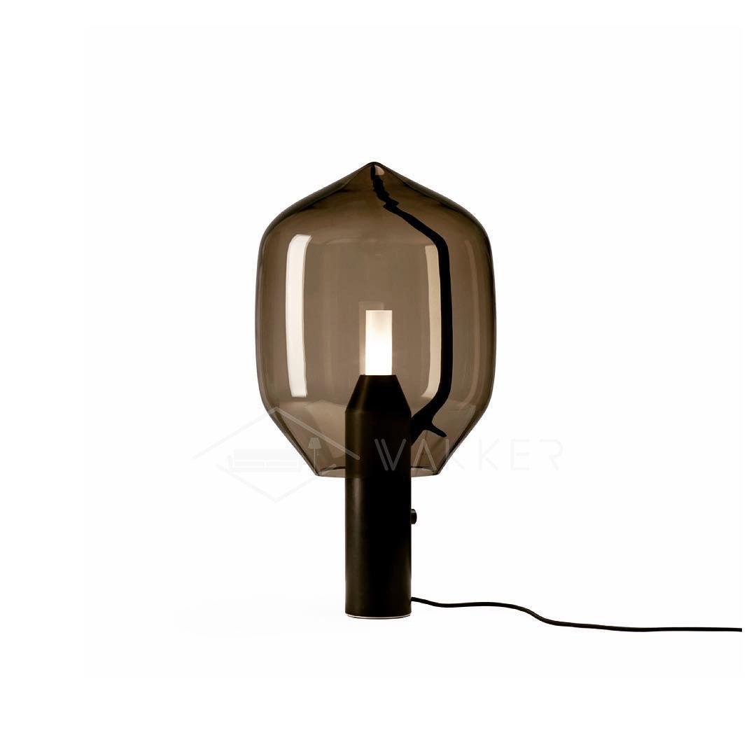 Modern Smoked Glass Lighthouse Table Lamp with Natural Marble Base and G9 LED Socket
