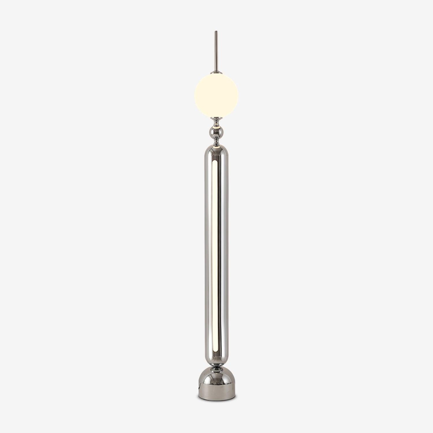 Modern Chrome Lightning Rod Floor Lamp with Slim Stainless Steel Body and Integrated LED