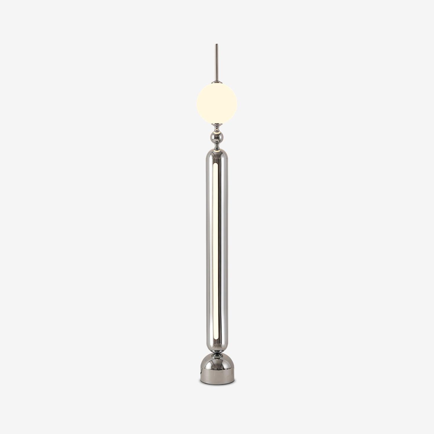 Modern Chrome Lightning Rod Floor Lamp with Slim Stainless Steel Body and Integrated LED