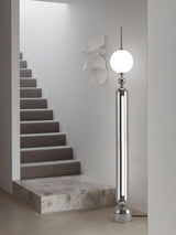 Modern Chrome Lightning Rod Floor Lamp with Slim Stainless Steel Body and Integrated LED