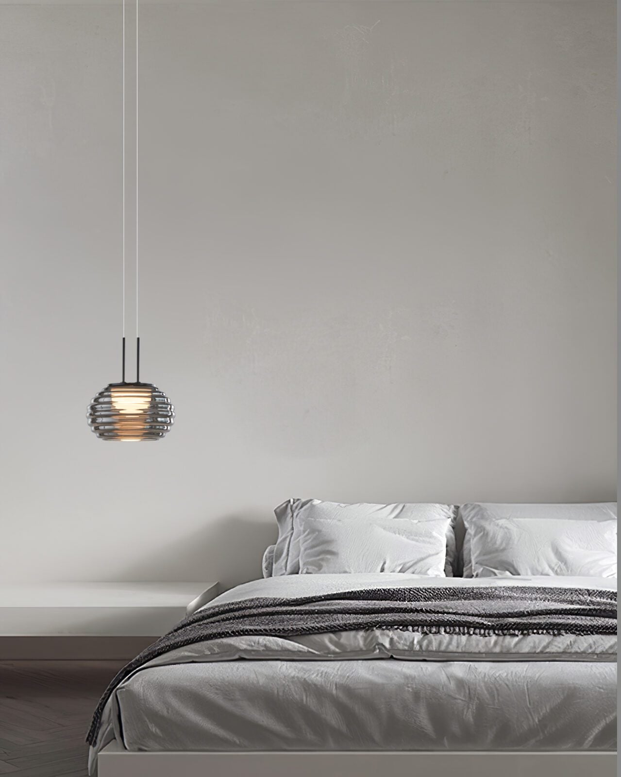 smoke-grey-wavy-glass-pendant-light-with-dual-layer-integrated-led