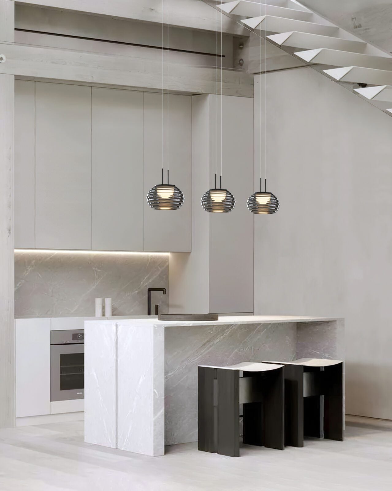 smoke-grey-wavy-glass-pendant-light-with-dual-layer-integrated-led